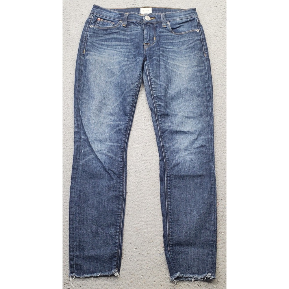 Hudson‎ Jeans Womens 25 Blue Denim Whiskered Stretch Streetwear Grunge Raw Hem
